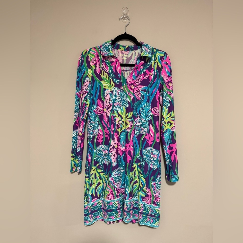 Lilly Pulitzer Purple Andrienne Dress UPF 50 Size XS Chilly Lilly Resort Party